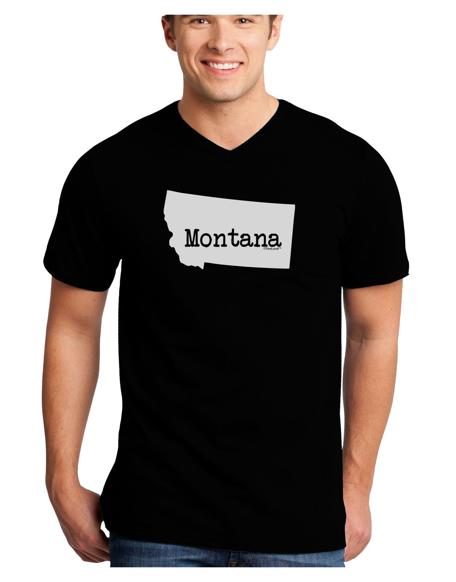 Montana - United States Shape Adult Dark V-Neck T-Shirt by TooLoud-Mens V-Neck T-Shirt-TooLoud-Black-Small-Davson Sales