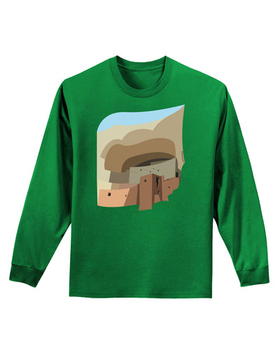 Montezuma Castle Artwork Adult Long Sleeve Dark T-Shirt-TooLoud-Kelly-Green-Small-Davson Sales