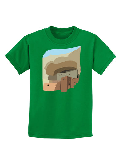 Montezuma Castle Artwork Childrens Dark T-Shirt-Childrens T-Shirt-TooLoud-Kelly-Green-X-Small-Davson Sales