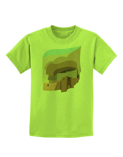 Montezuma Castle Artwork Childrens T-Shirt-Childrens T-Shirt-TooLoud-Lime-Green-X-Small-Davson Sales