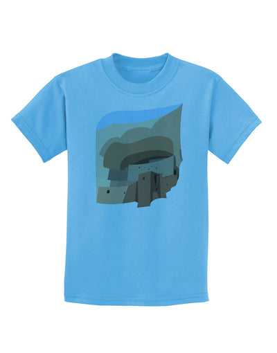 Montezuma Castle Artwork Childrens T-Shirt-Childrens T-Shirt-TooLoud-Aquatic-Blue-X-Small-Davson Sales