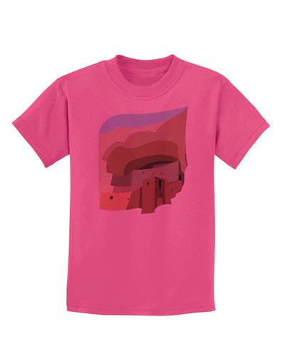 Montezuma Castle Artwork Childrens T-Shirt-Childrens T-Shirt-TooLoud-Sangria-X-Small-Davson Sales