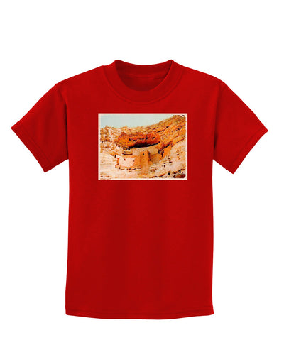 Montezuma Castle Watercolor Childrens Dark T-Shirt-Childrens T-Shirt-TooLoud-Red-X-Small-Davson Sales