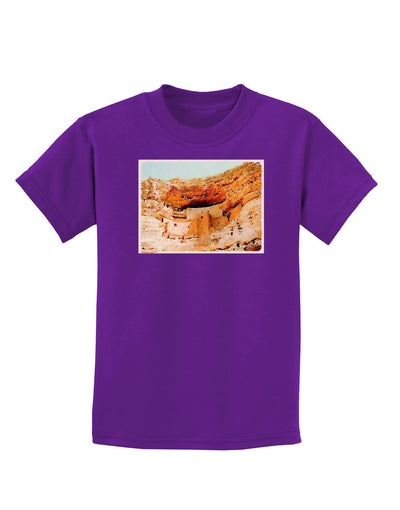 Montezuma Castle Watercolor Childrens Dark T-Shirt-Childrens T-Shirt-TooLoud-Purple-X-Small-Davson Sales