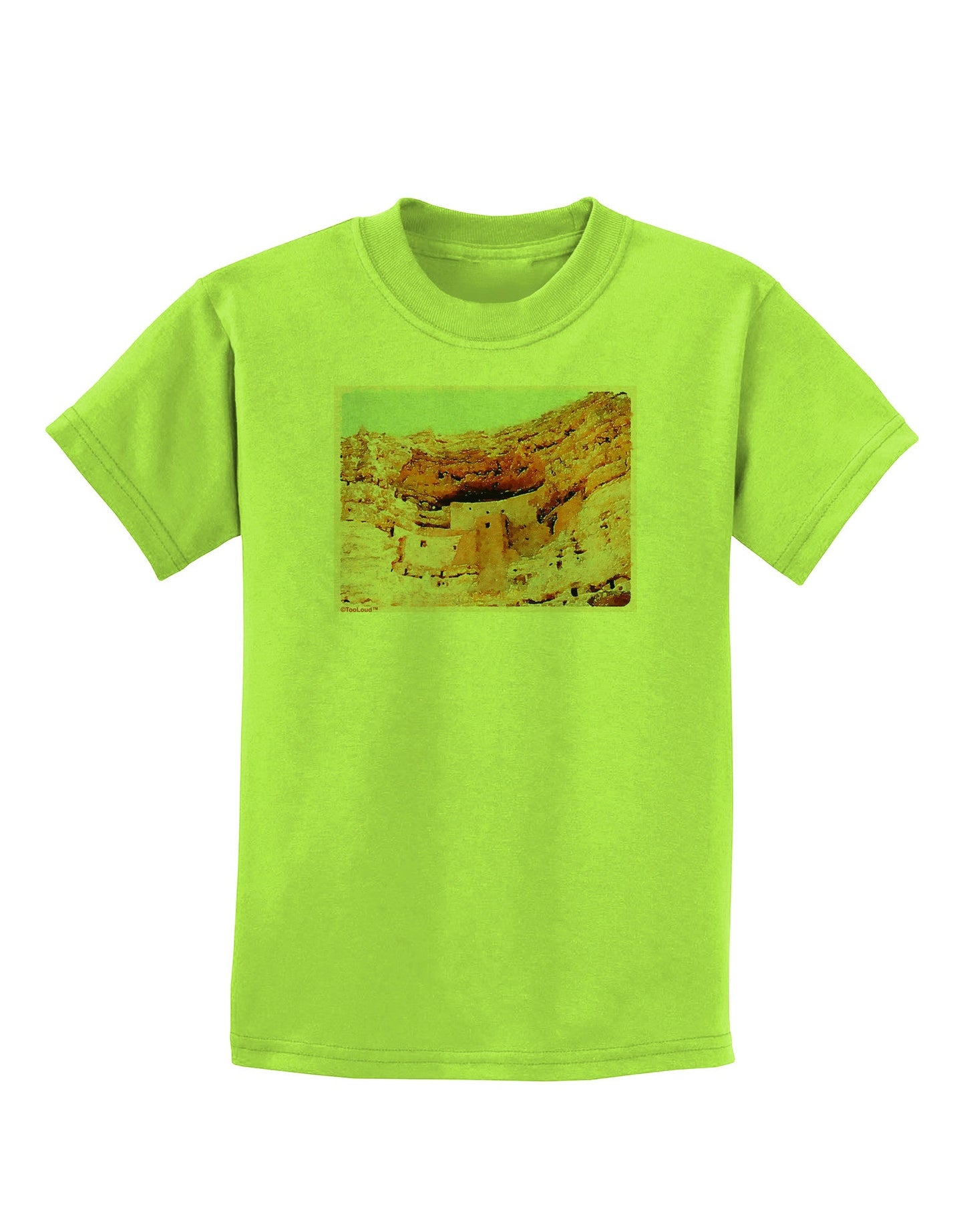 Montezuma Castle Watercolor Childrens T-Shirt-Childrens T-Shirt-TooLoud-Lime-Green-X-Small-Davson Sales