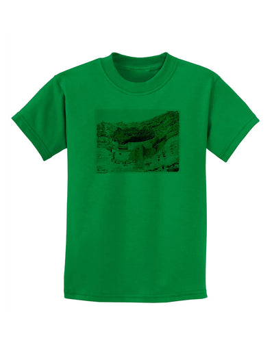 Montezuma Castle Watercolor Childrens T-Shirt-Childrens T-Shirt-TooLoud-Kelly-Green-X-Small-Davson Sales