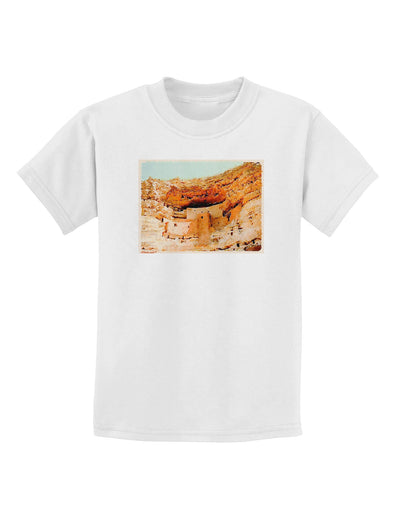 Montezuma Castle Watercolor Childrens T-Shirt-Childrens T-Shirt-TooLoud-White-X-Small-Davson Sales