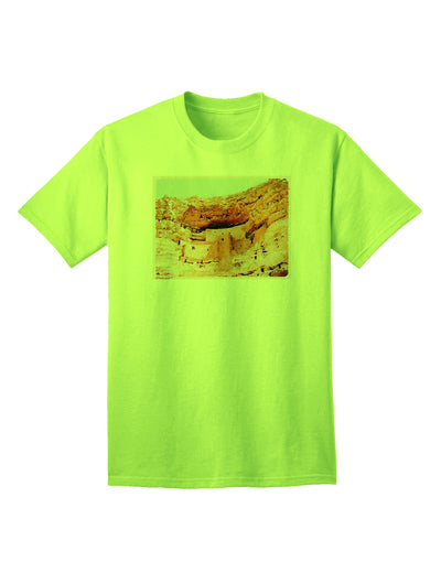 Montezuma Castle Watercolor - Premium Adult T-Shirt for Art Enthusiasts-Mens T-shirts-TooLoud-Neon-Green-Small-Davson Sales