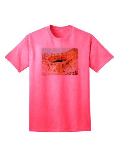 Montezuma Castle Watercolor - Premium Adult T-Shirt for Art Enthusiasts-Mens T-shirts-TooLoud-Neon-Pink-Small-Davson Sales