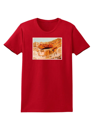 Montezuma Castle Watercolor Womens Dark T-Shirt-TooLoud-Red-X-Small-Davson Sales