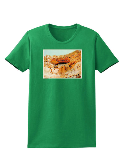 Montezuma Castle Watercolor Womens Dark T-Shirt-TooLoud-Kelly-Green-X-Small-Davson Sales