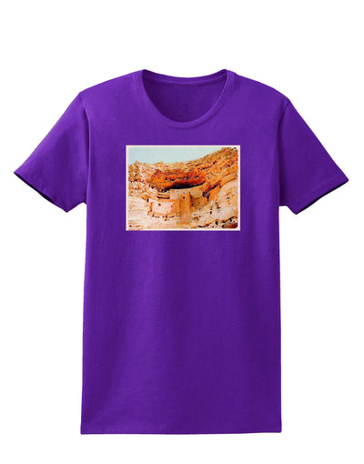 Montezuma Castle Watercolor Womens Dark T-Shirt-TooLoud-Purple-X-Small-Davson Sales