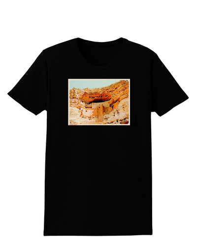 Montezuma Castle Watercolor Womens Dark T-Shirt-TooLoud-Black-X-Small-Davson Sales