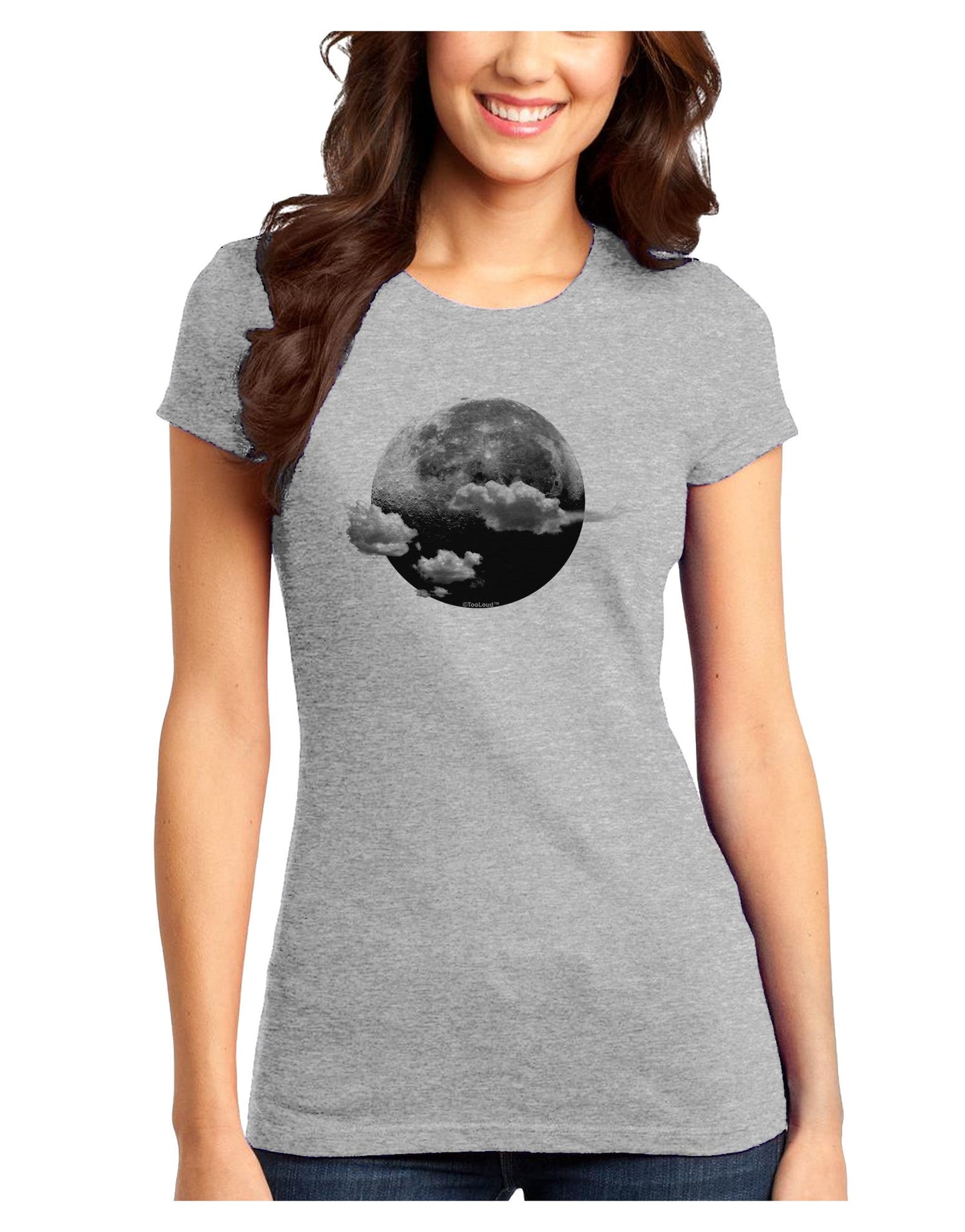 Moon Dream Earth Juniors T-Shirt-Womens Juniors T-Shirt-TooLoud-Ash-Gray-Juniors Fitted X-Small-Davson Sales