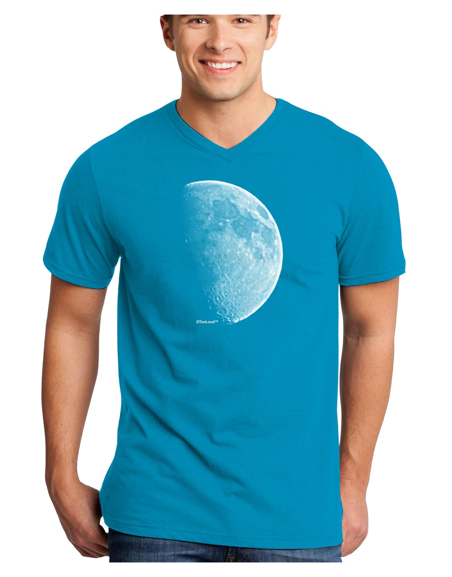 Moon Shadow Adult Dark V-Neck T-Shirt-TooLoud-Turquoise-Small-Davson Sales