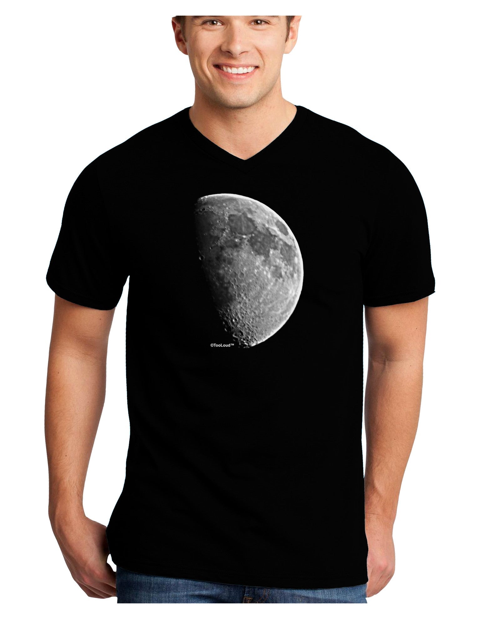 Moon Shadow Adult Dark V-Neck T-Shirt-TooLoud-Black-Small-Davson Sales
