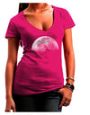 Moon of Earth Juniors V-Neck Dark T-Shirt-Womens V-Neck T-Shirts-TooLoud-Hot-Pink-Juniors Fitted Small-Davson Sales