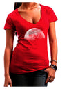 Moon of Earth Juniors V-Neck Dark T-Shirt-Womens V-Neck T-Shirts-TooLoud-Red-Juniors Fitted Small-Davson Sales