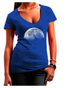 Moon of Earth Juniors V-Neck Dark T-Shirt-Womens V-Neck T-Shirts-TooLoud-Royal-Blue-Juniors Fitted Small-Davson Sales