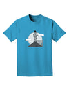 Moonlit Wizard Tower - Grayscale Adult Dark T-Shirt-Mens T-Shirt-TooLoud-Turquoise-Small-Davson Sales