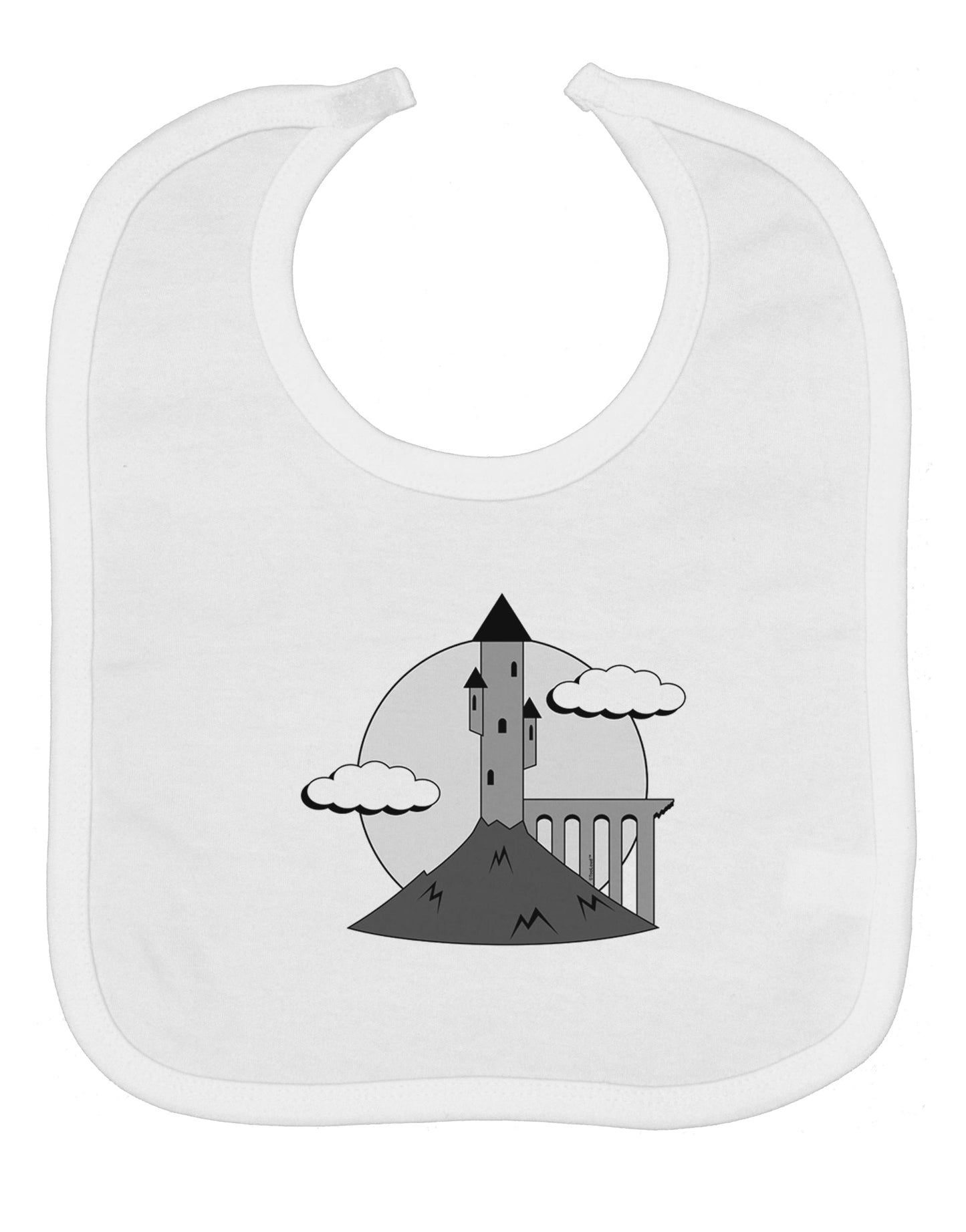 Moonlit Wizard Tower - Grayscale Baby Bib
