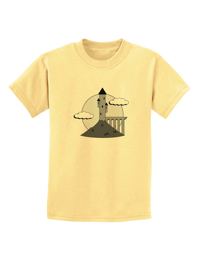 Moonlit Wizard Tower - Grayscale Childrens T-Shirt-Childrens T-Shirt-TooLoud-Daffodil-Yellow-X-Small-Davson Sales