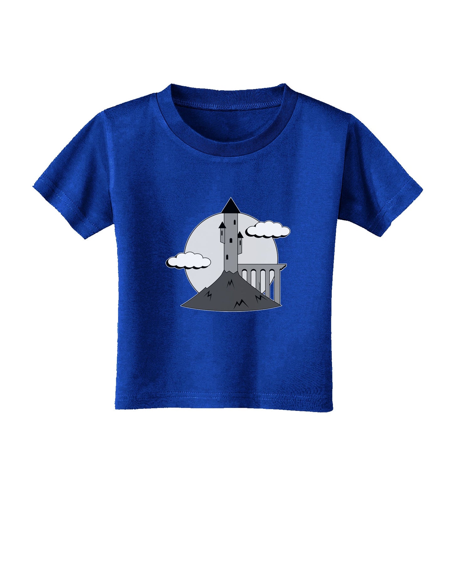 Moonlit Wizard Tower - Grayscale Toddler T-Shirt Dark-Toddler T-Shirt-TooLoud-Red-06-Months-Davson Sales