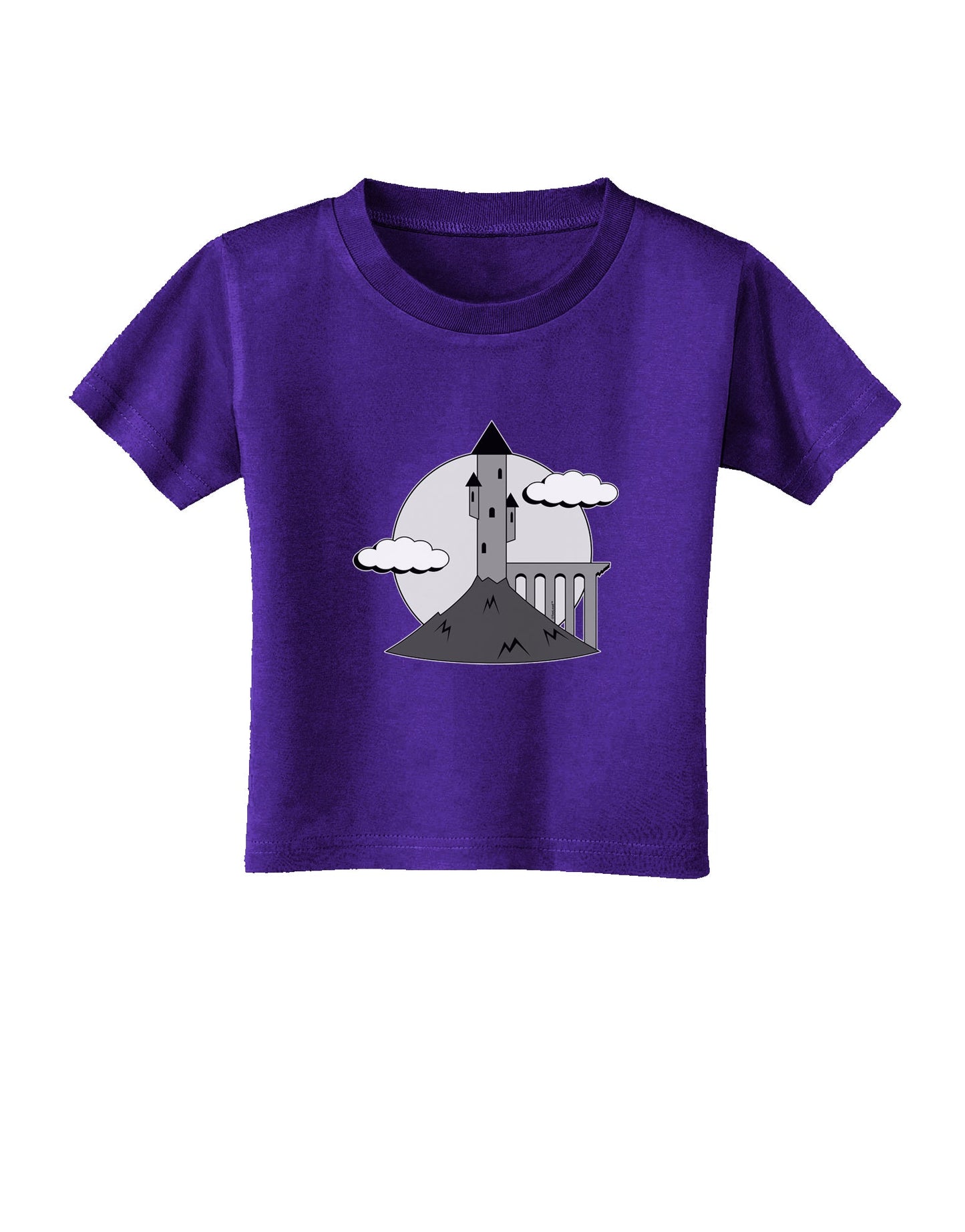 Moonlit Wizard Tower - Grayscale Toddler T-Shirt Dark-Toddler T-Shirt-TooLoud-Purple-06-Months-Davson Sales