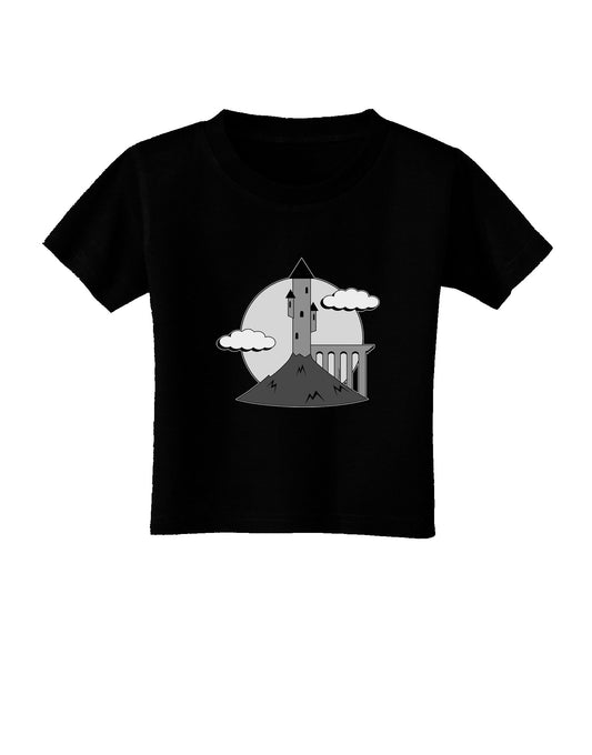 Moonlit Wizard Tower - Grayscale Toddler T-Shirt Dark-Toddler T-Shirt-TooLoud-Black-06-Months-Davson Sales