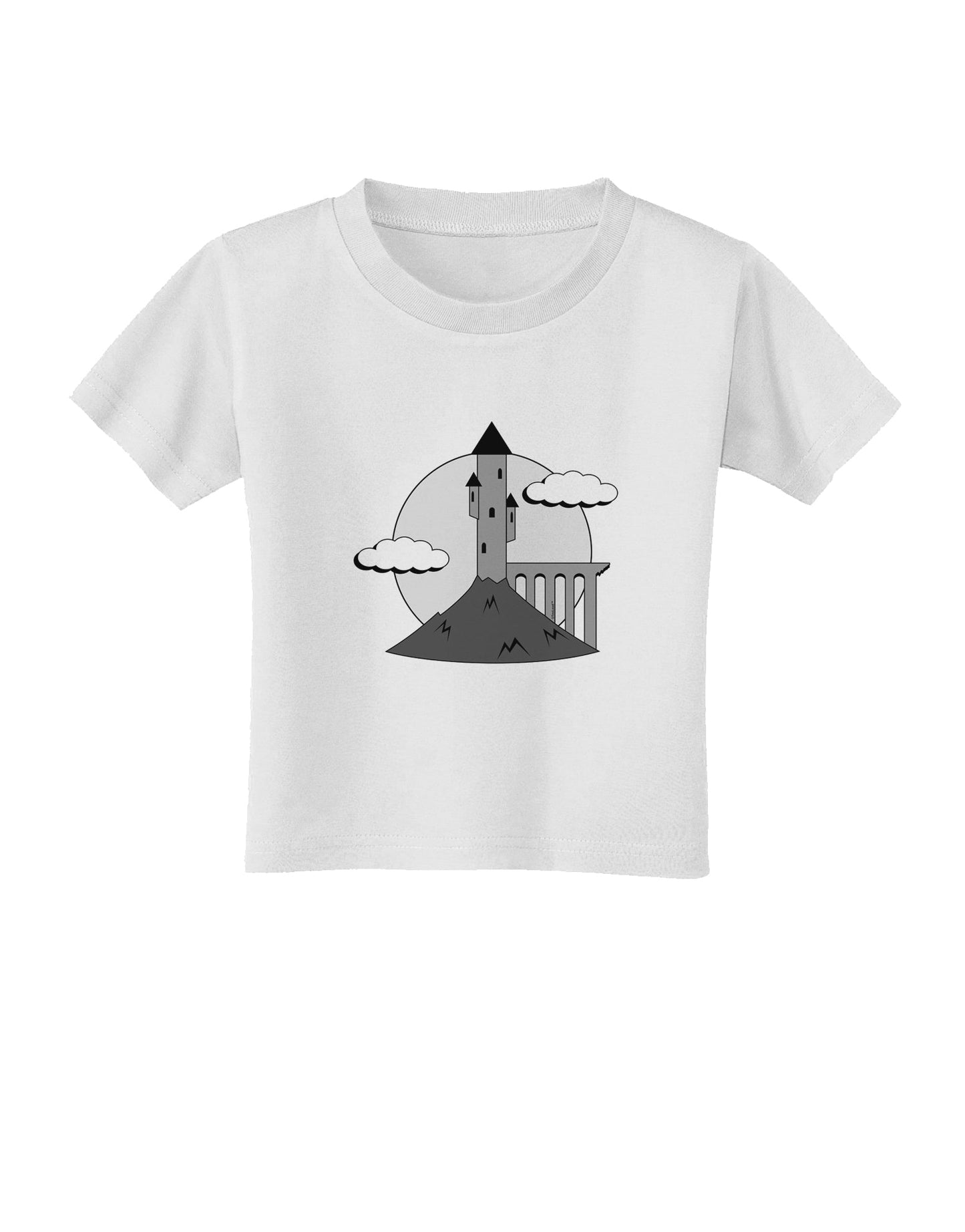 Moonlit Wizard Tower - Grayscale Toddler T-Shirt-Toddler T-Shirt-TooLoud-White-2T-Davson Sales