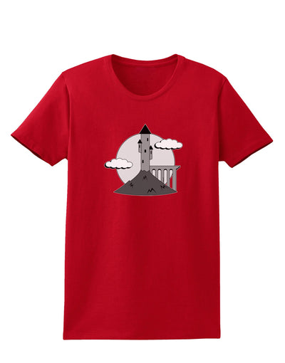 Moonlit Wizard Tower - Grayscale Womens Dark T-Shirt-Womens T-Shirt-TooLoud-Red-X-Small-Davson Sales