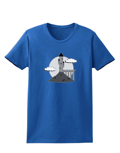 Moonlit Wizard Tower - Grayscale Womens Dark T-Shirt-Womens T-Shirt-TooLoud-Royal-Blue-X-Small-Davson Sales