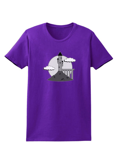 Moonlit Wizard Tower - Grayscale Womens Dark T-Shirt-Womens T-Shirt-TooLoud-Purple-X-Small-Davson Sales