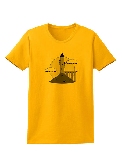 Moonlit Wizard Tower - Grayscale Womens T-Shirt-Womens T-Shirt-TooLoud-Gold-X-Small-Davson Sales