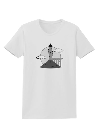 Moonlit Wizard Tower - Grayscale Womens T-Shirt-Womens T-Shirt-TooLoud-White-X-Small-Davson Sales