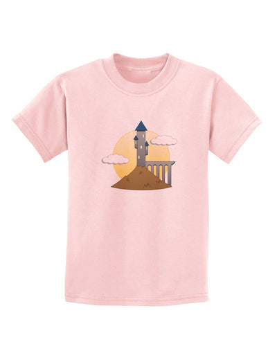 Moonlit Wizard Tower - Halloween Childrens T-Shirt-Childrens T-Shirt-TooLoud-PalePink-X-Small-Davson Sales