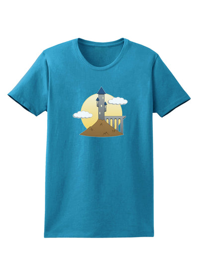 Moonlit Wizard Tower - Halloween Womens Dark T-Shirt-Womens T-Shirt-TooLoud-Turquoise-X-Small-Davson Sales