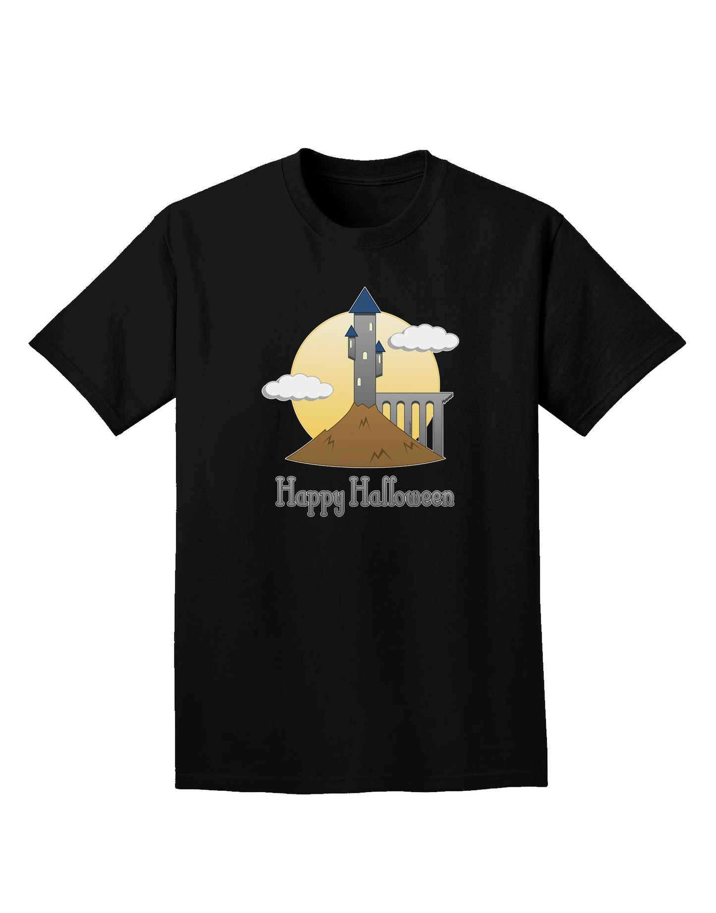 Moonlit Wizard Tower - Happy Halloween Adult Dark T-Shirt-Mens T-Shirt-TooLoud-Black-Small-Davson Sales