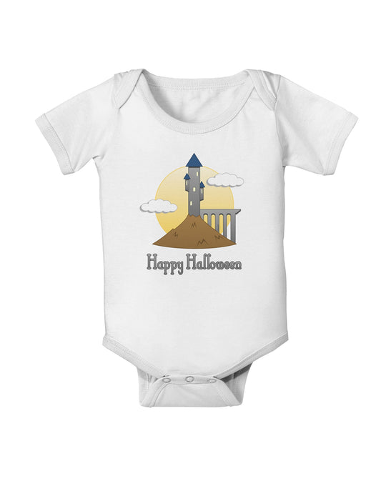 Moonlit Wizard Tower - Happy Halloween Baby Romper Bodysuit-Baby Romper-TooLoud-White-06-Months-Davson Sales