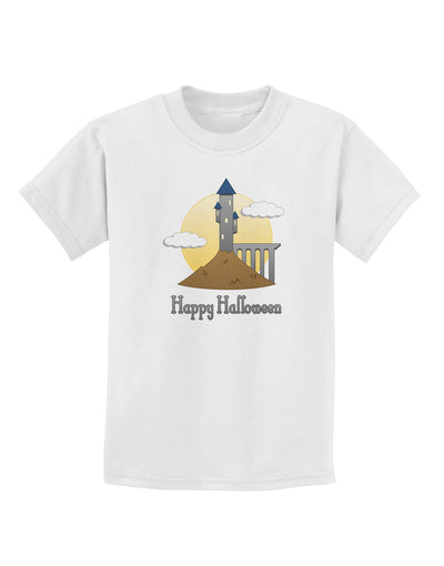 Moonlit Wizard Tower - Happy Halloween Childrens T-Shirt-Childrens T-Shirt-TooLoud-White-X-Small-Davson Sales