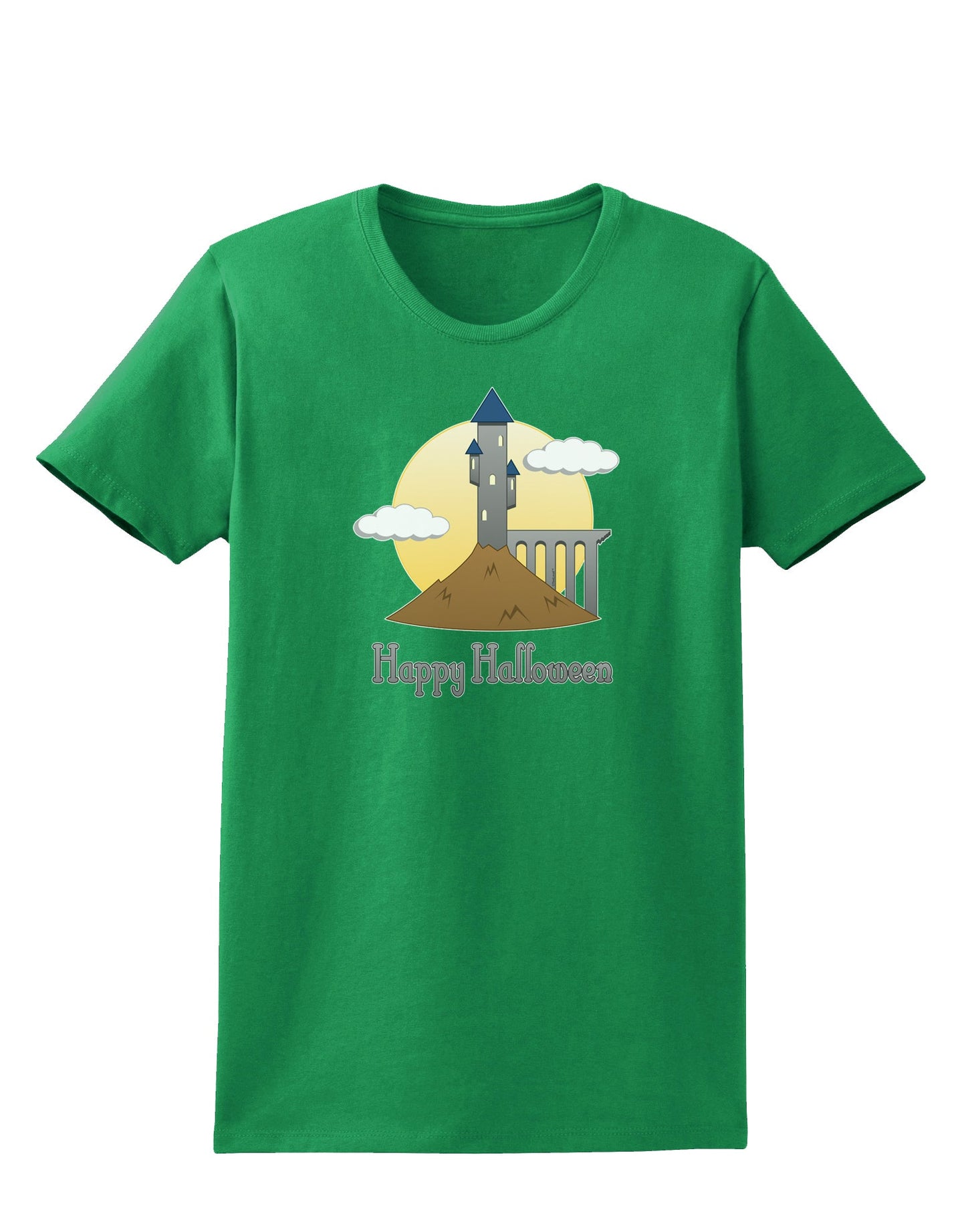 Moonlit Wizard Tower - Happy Halloween Womens Dark T-Shirt-Womens T-Shirt-TooLoud-Kelly-Green-X-Small-Davson Sales