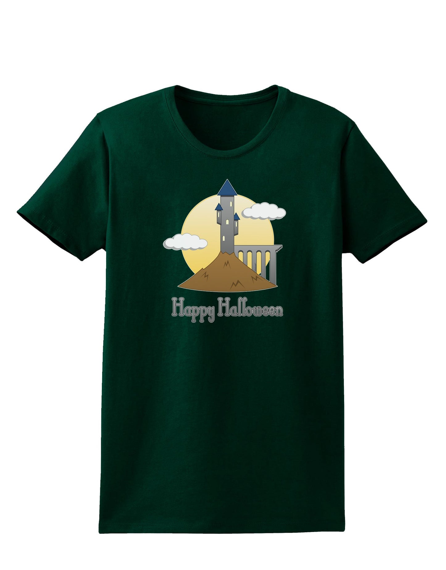 Moonlit Wizard Tower - Happy Halloween Womens Dark T-Shirt-Womens T-Shirt-TooLoud-Forest-Green-Small-Davson Sales