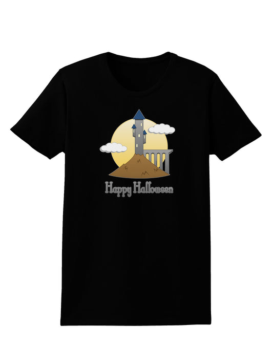 Moonlit Wizard Tower - Happy Halloween Womens Dark T-Shirt-Womens T-Shirt-TooLoud-Black-X-Small-Davson Sales