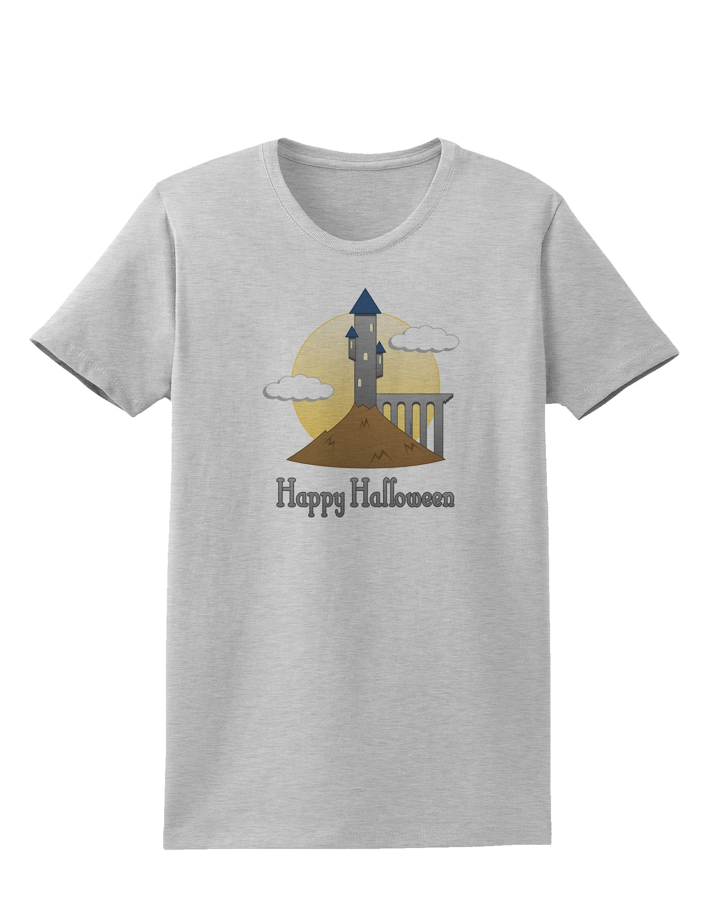 Moonlit Wizard Tower - Happy Halloween Womens T-Shirt-Womens T-Shirt-TooLoud-AshGray-X-Small-Davson Sales