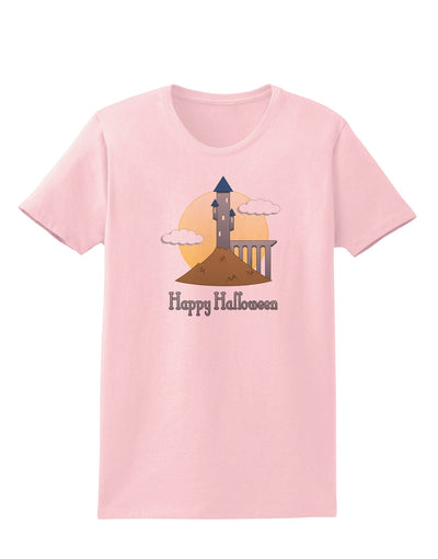 Moonlit Wizard Tower - Happy Halloween Womens T-Shirt-Womens T-Shirt-TooLoud-PalePink-X-Small-Davson Sales