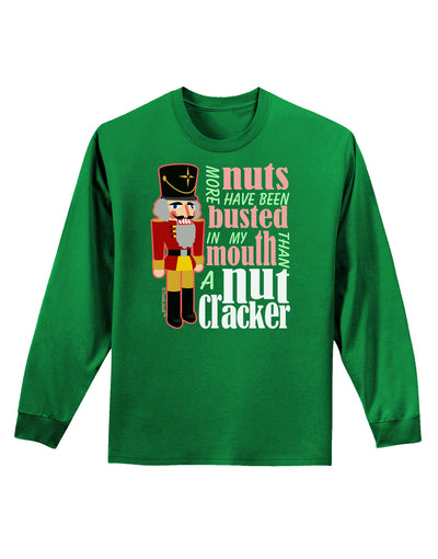 More Nuts Busted - My Mouth Adult Long Sleeve Dark T-Shirt-TooLoud-Kelly-Green-Small-Davson Sales