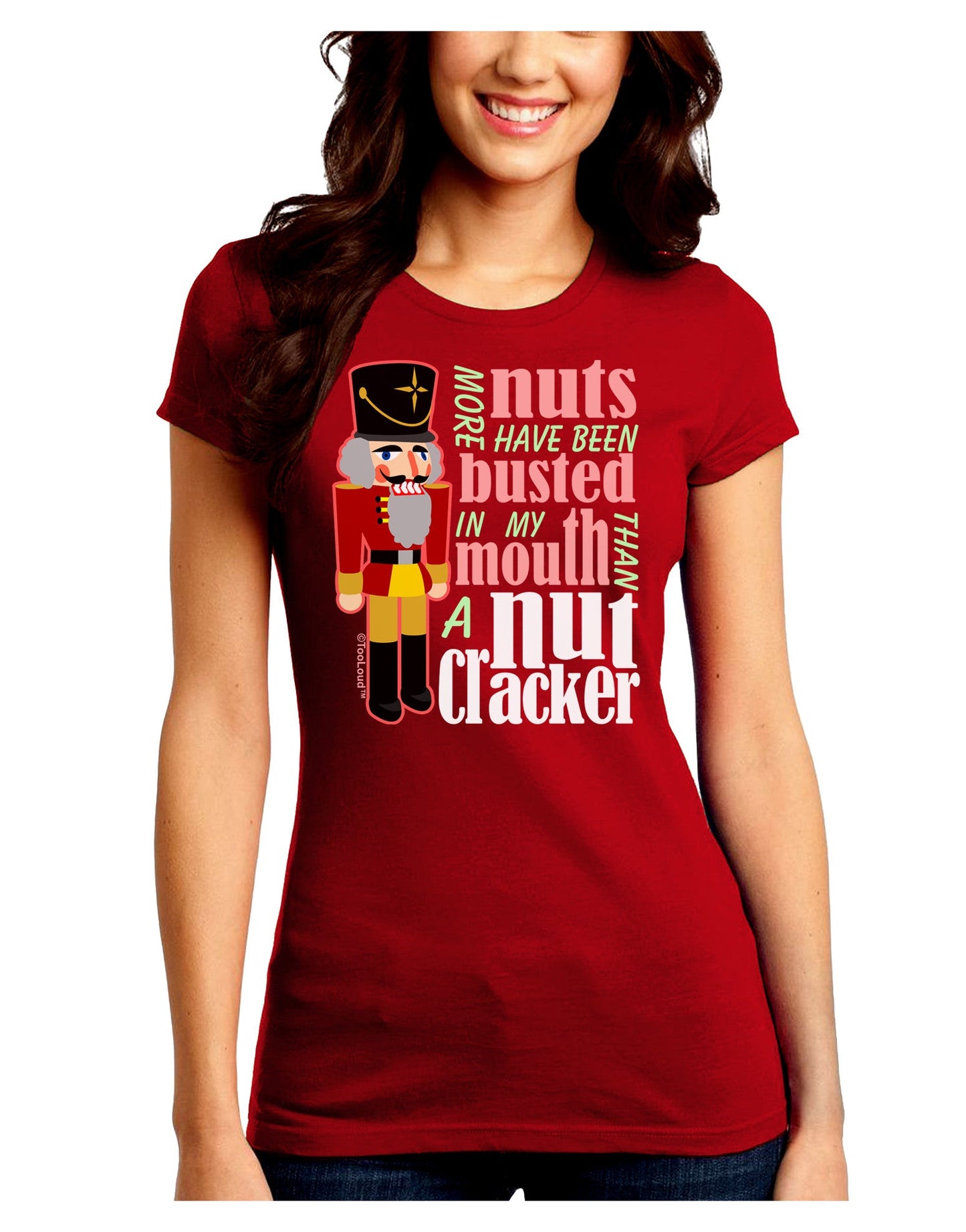 More Nuts Busted - My Mouth Juniors Petite Crew Dark T-Shirt-T-Shirts Juniors Tops-TooLoud-Red-Juniors Fitted Small-Davson Sales
