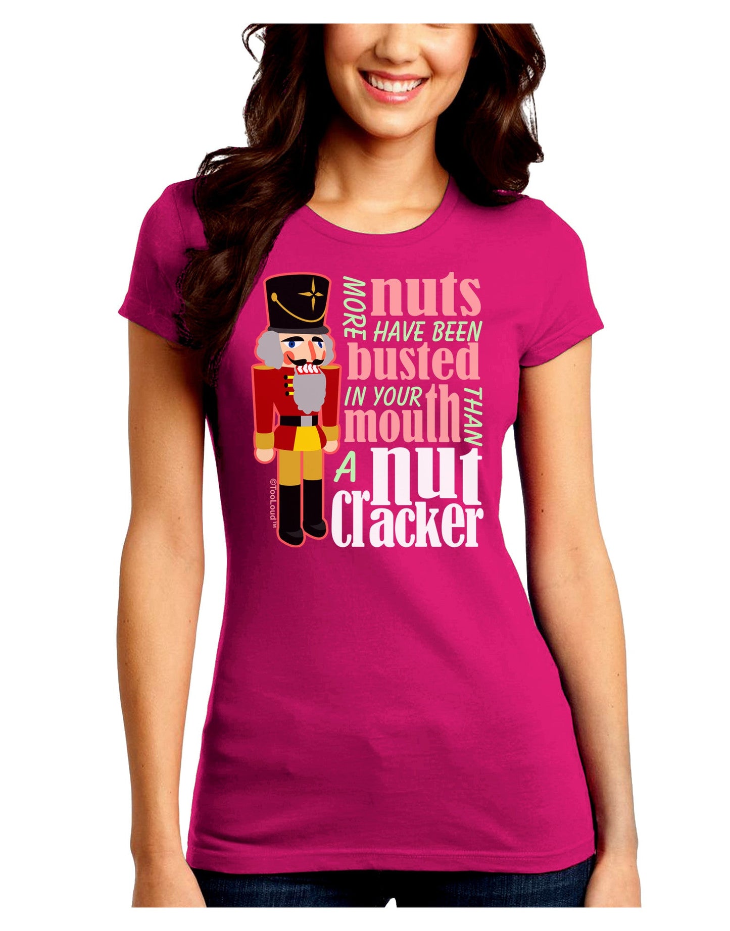 More Nuts Busted - Your Mouth Juniors Petite Crew Dark T-Shirt-T-Shirts Juniors Tops-TooLoud-Hot-Pink-Juniors Fitted Small-Davson Sales