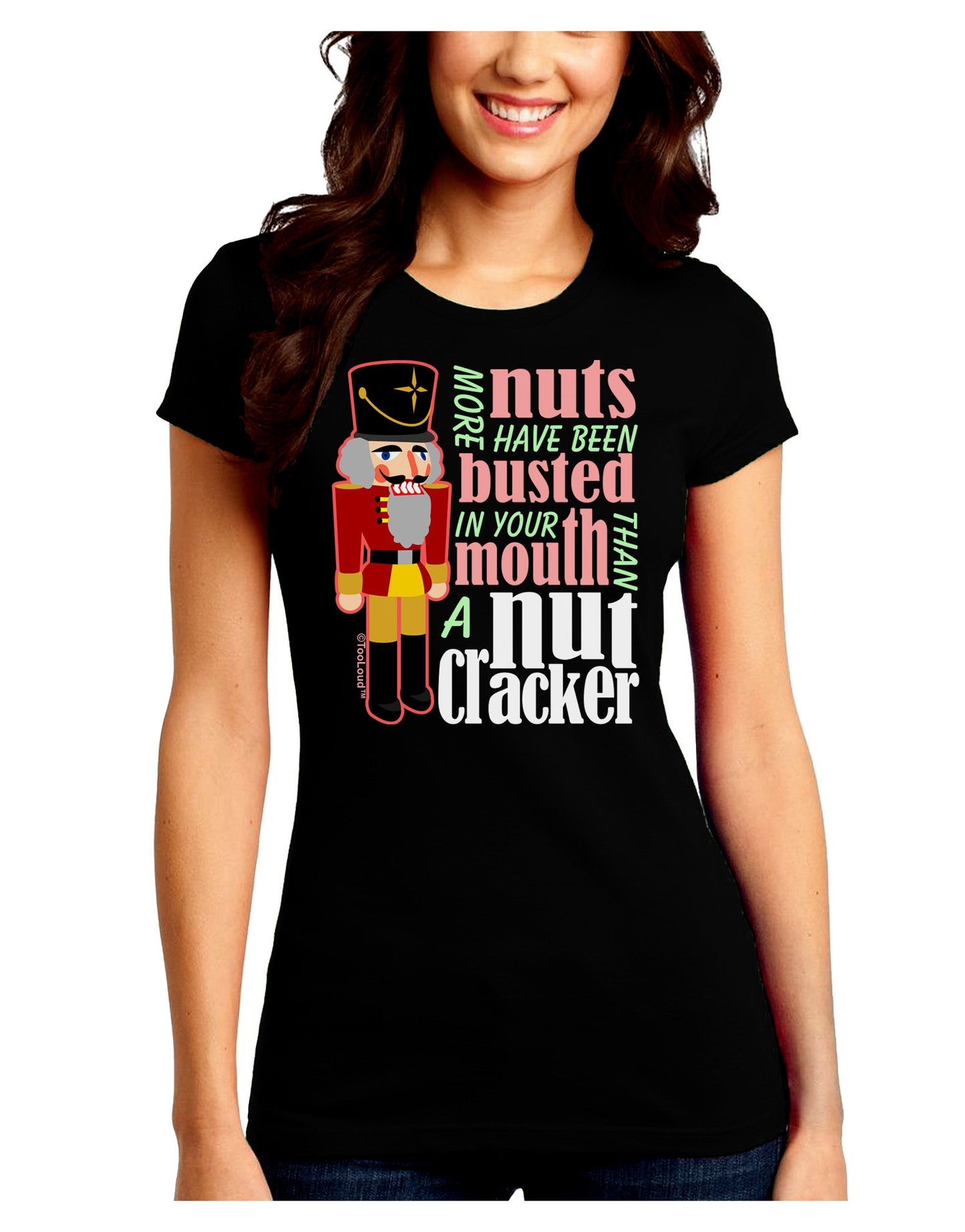 More Nuts Busted - Your Mouth Juniors Petite Crew Dark T-Shirt-T-Shirts Juniors Tops-TooLoud-Black-Juniors Fitted Small-Davson Sales