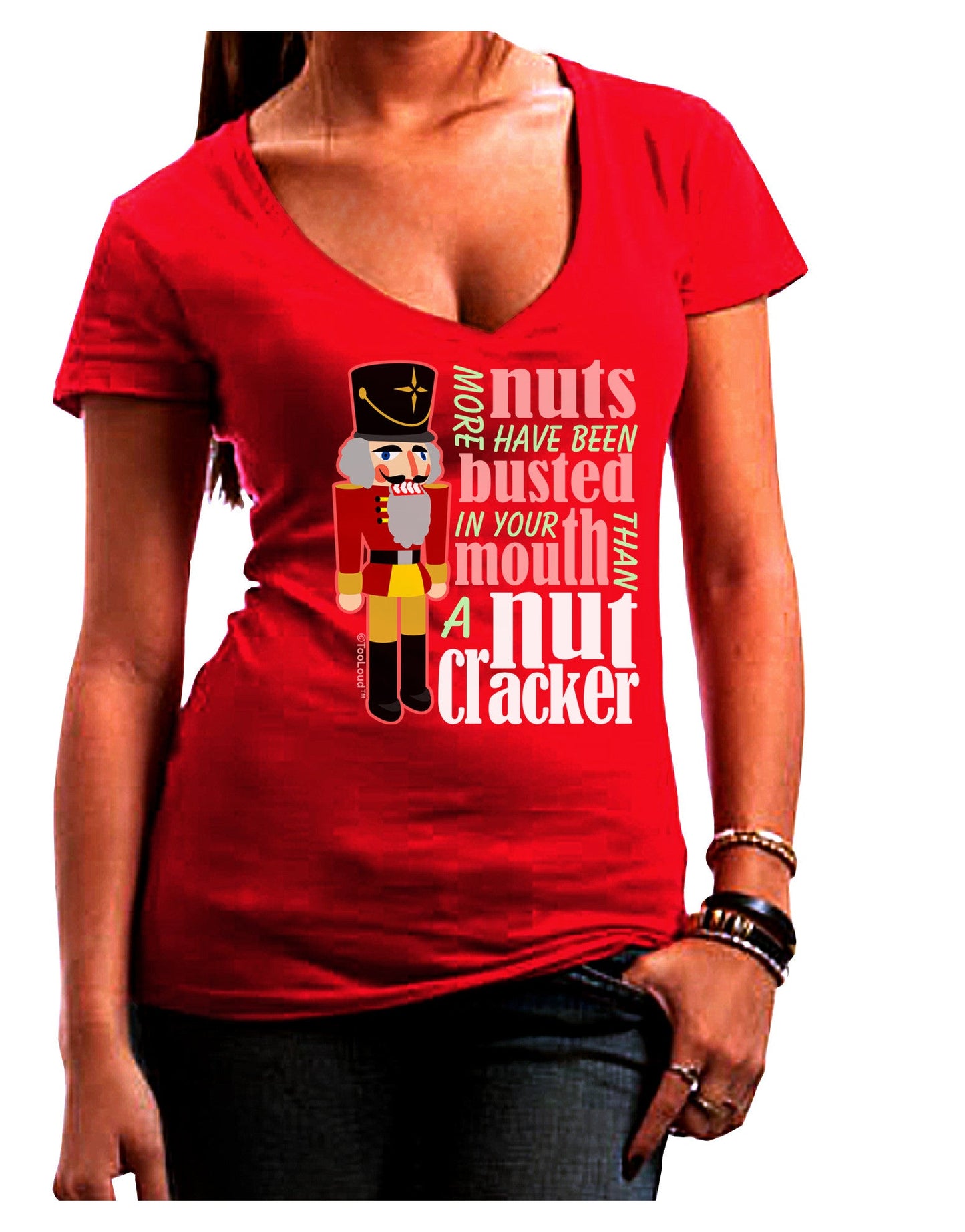 More Nuts Busted - Your Mouth Womens V-Neck Dark T-Shirt-Womens V-Neck T-Shirts-TooLoud-Red-Juniors Fitted Small-Davson Sales